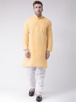 Thumbnail for RIAG Beige Men's Ethnic Long Kurta And Pyjama Set - Distacart