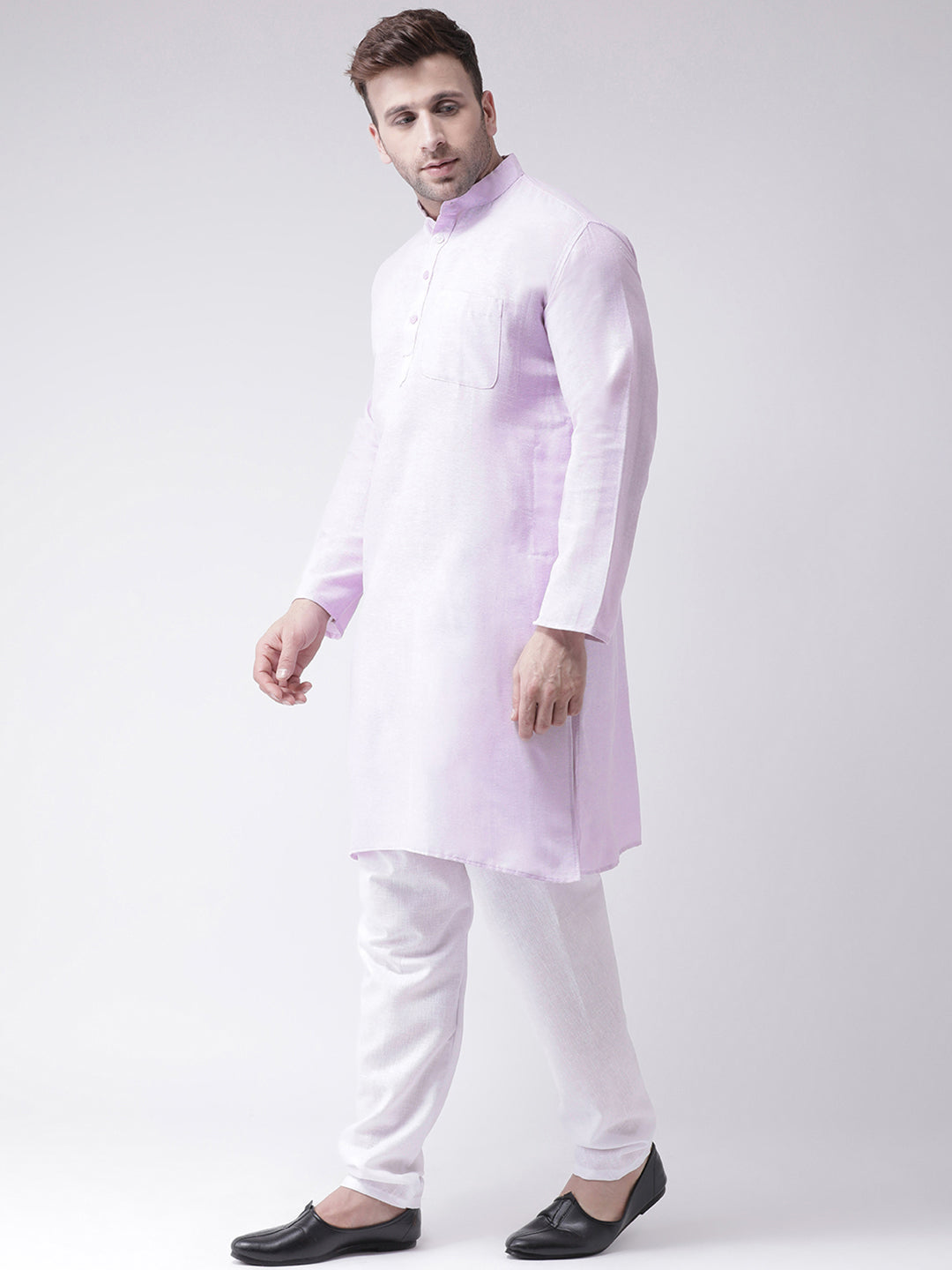 RIAG Men's Purple Cotton Long Ethnic Kurta - Distacart