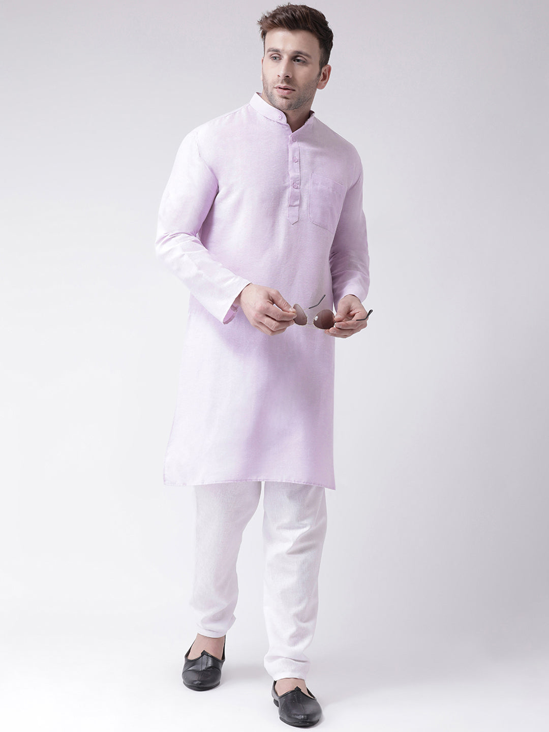 RIAG Purple Men's Ethnic Long Kurta And Pyjama Set - Distacart