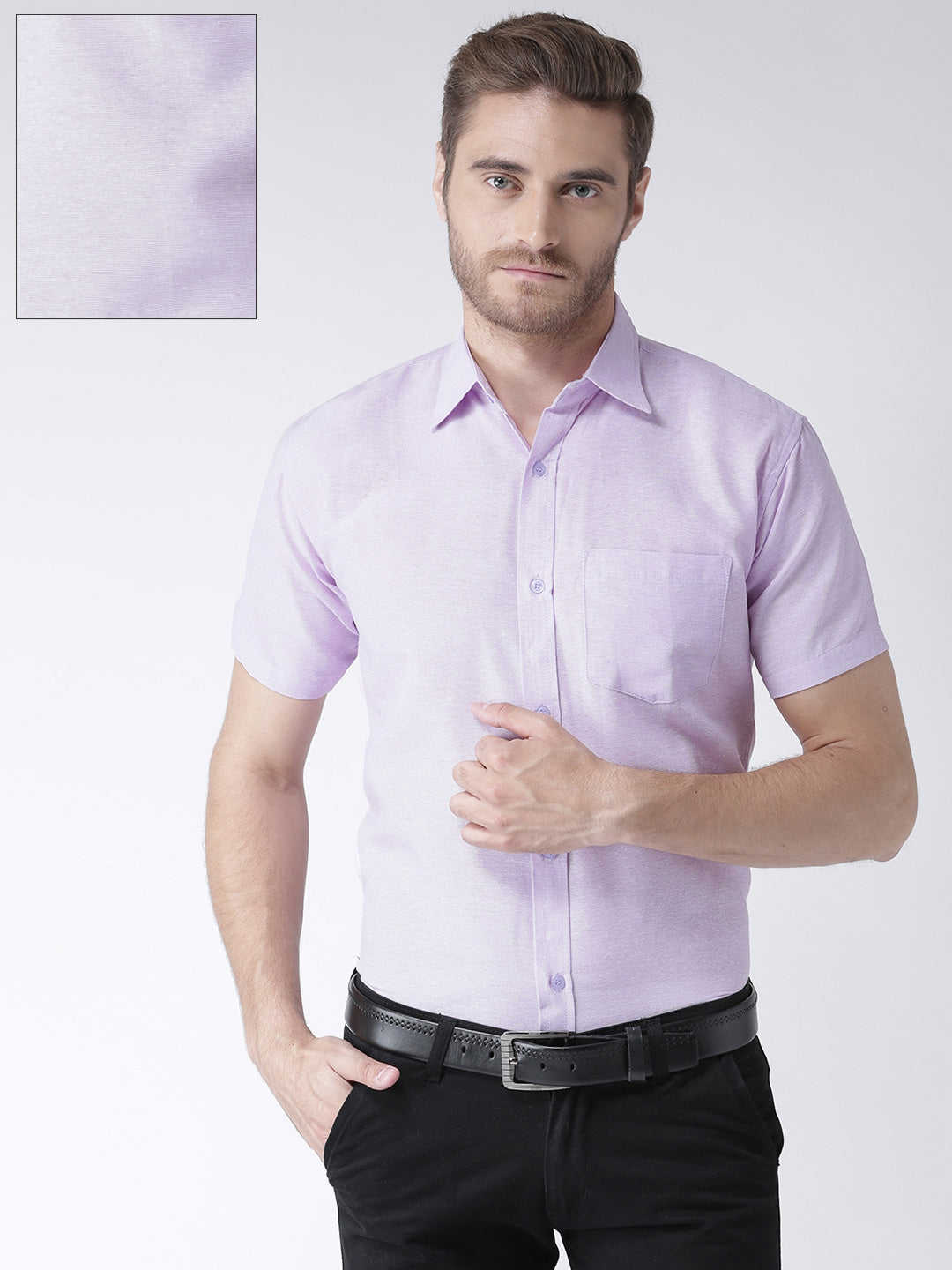 RIAG Purple Men's Half Sleeves Solid Shirt - Distacart