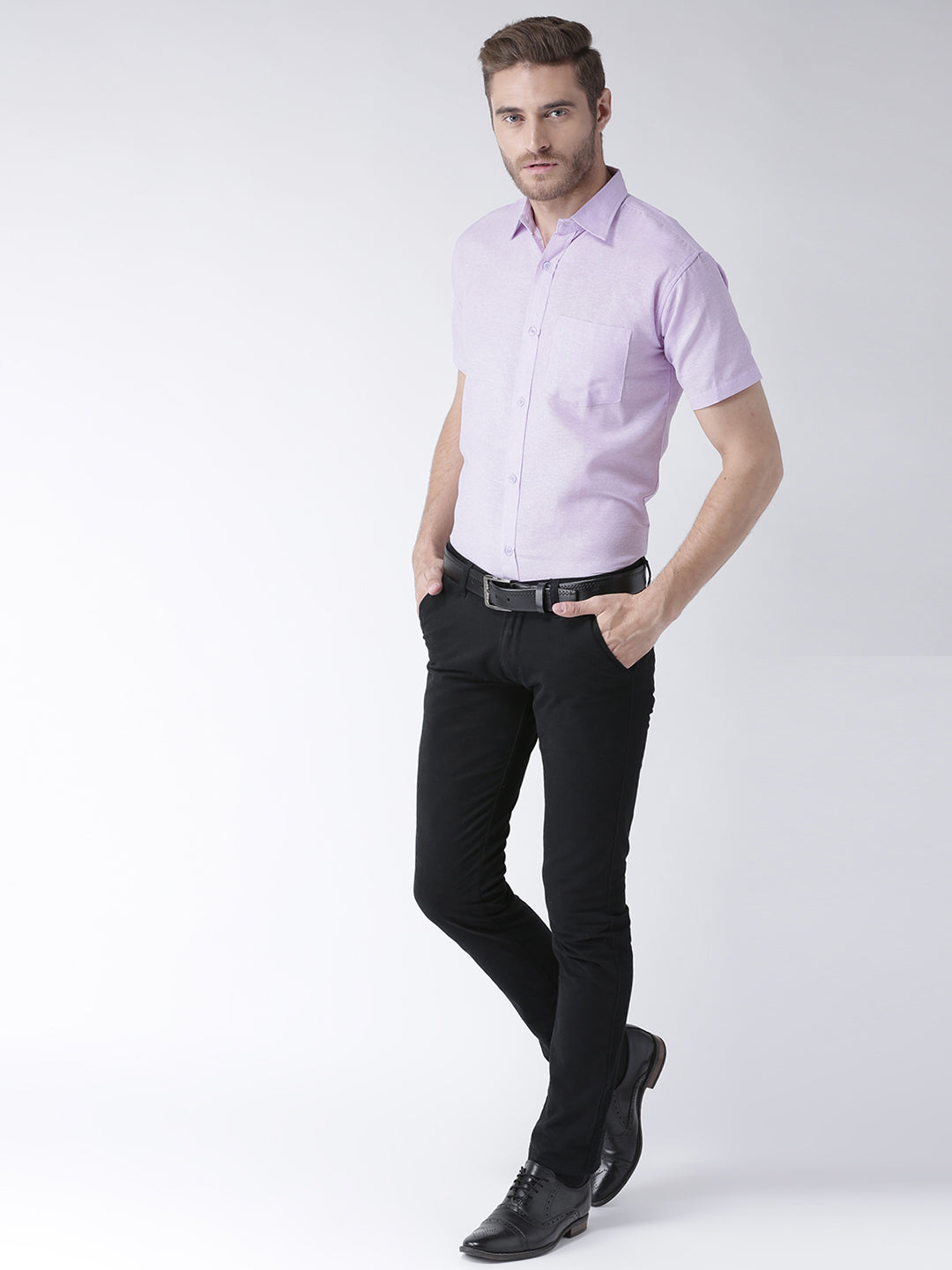 RIAG Purple Men's Half Sleeves Solid Shirt - Distacart