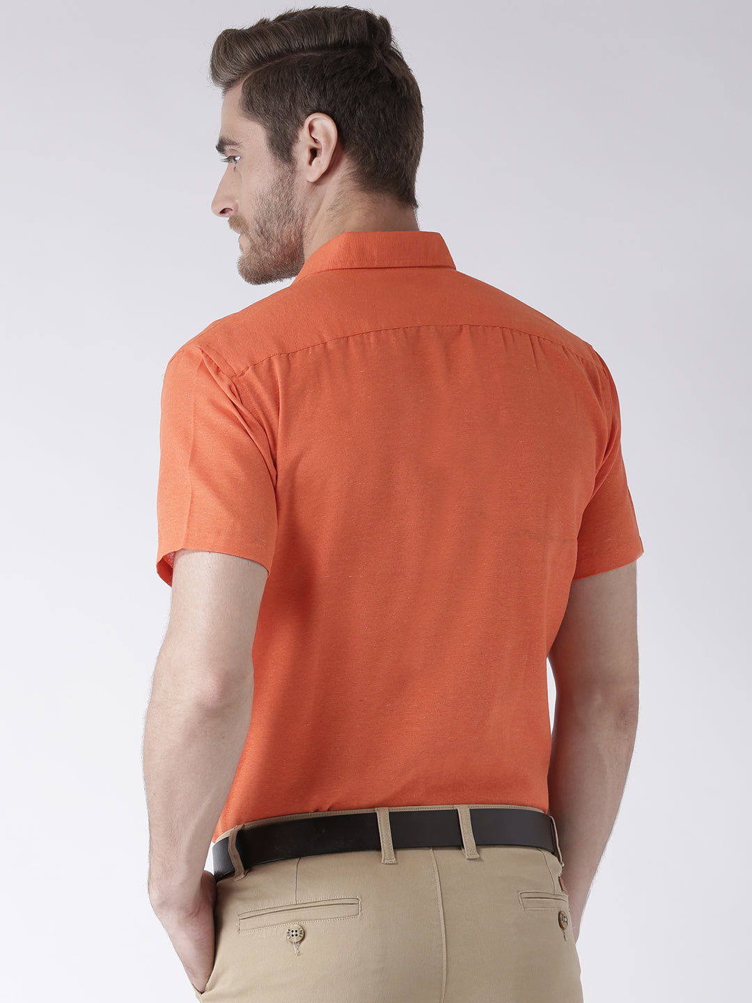 RIAG Orange Men's Half Sleeves Solid Shirt - Distacart