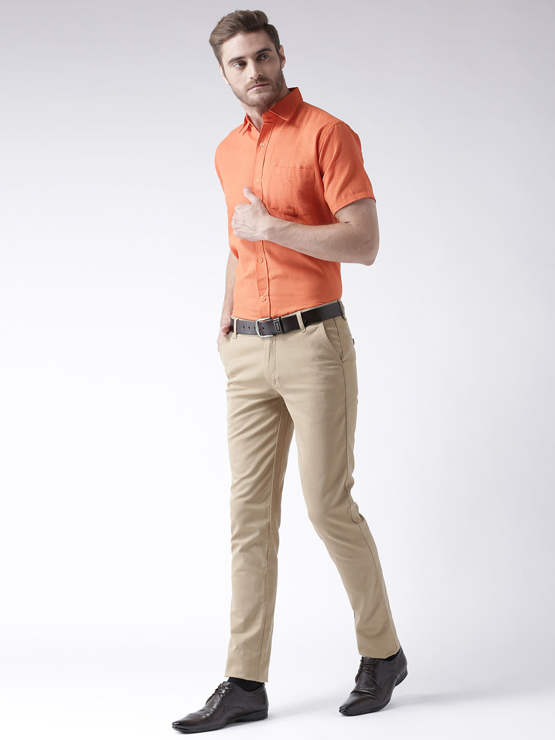 RIAG Orange Men's Half Sleeves Solid Shirt - Distacart