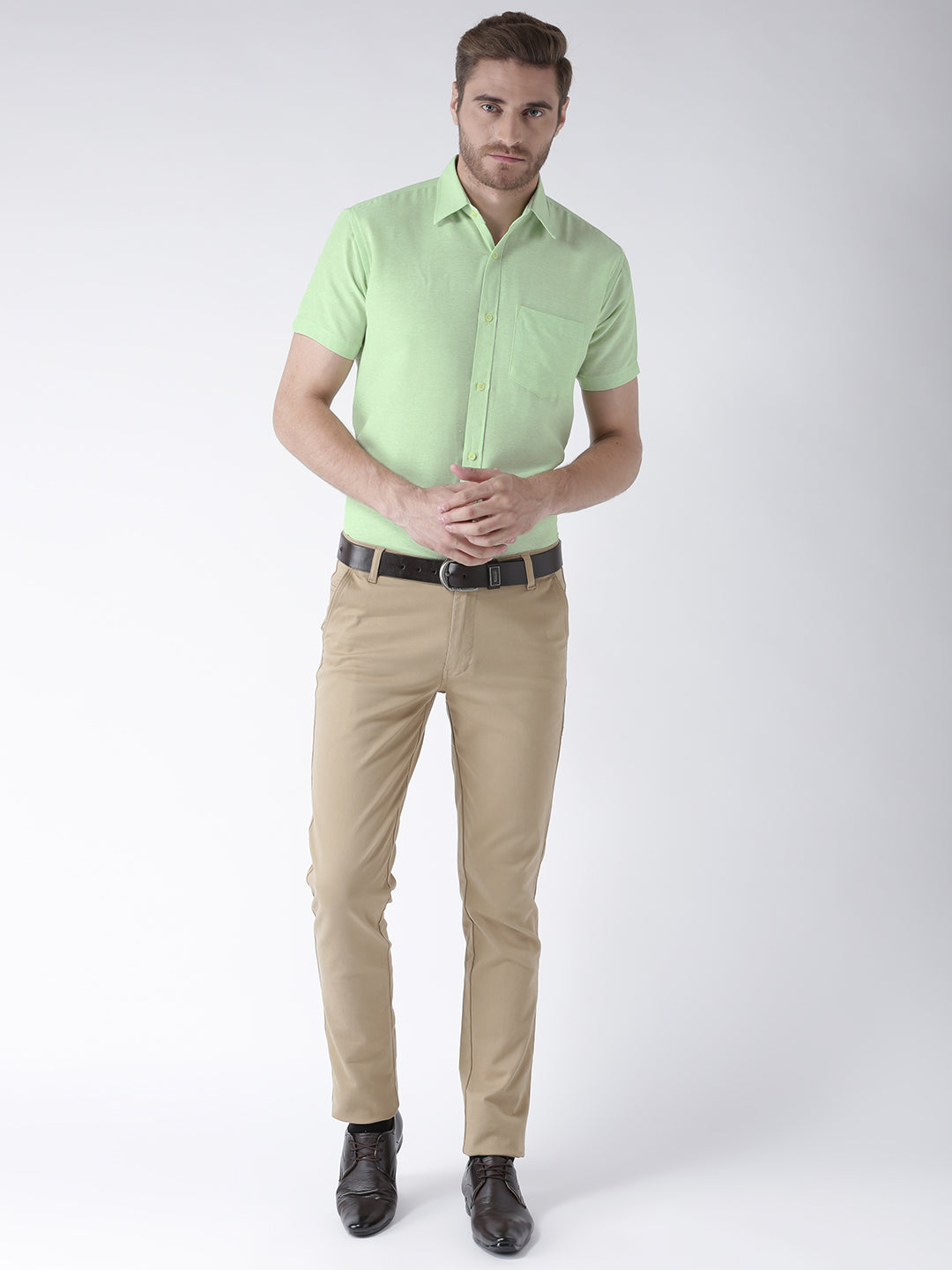 RIAG Green Men's Half Sleeves Solid Shirt - Distacart