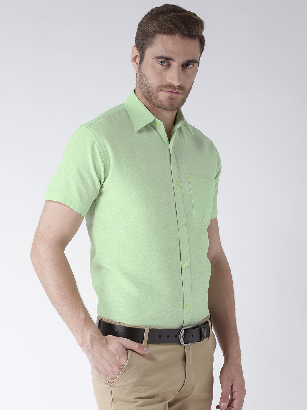 RIAG Green Men's Half Sleeves Solid Shirt - Distacart