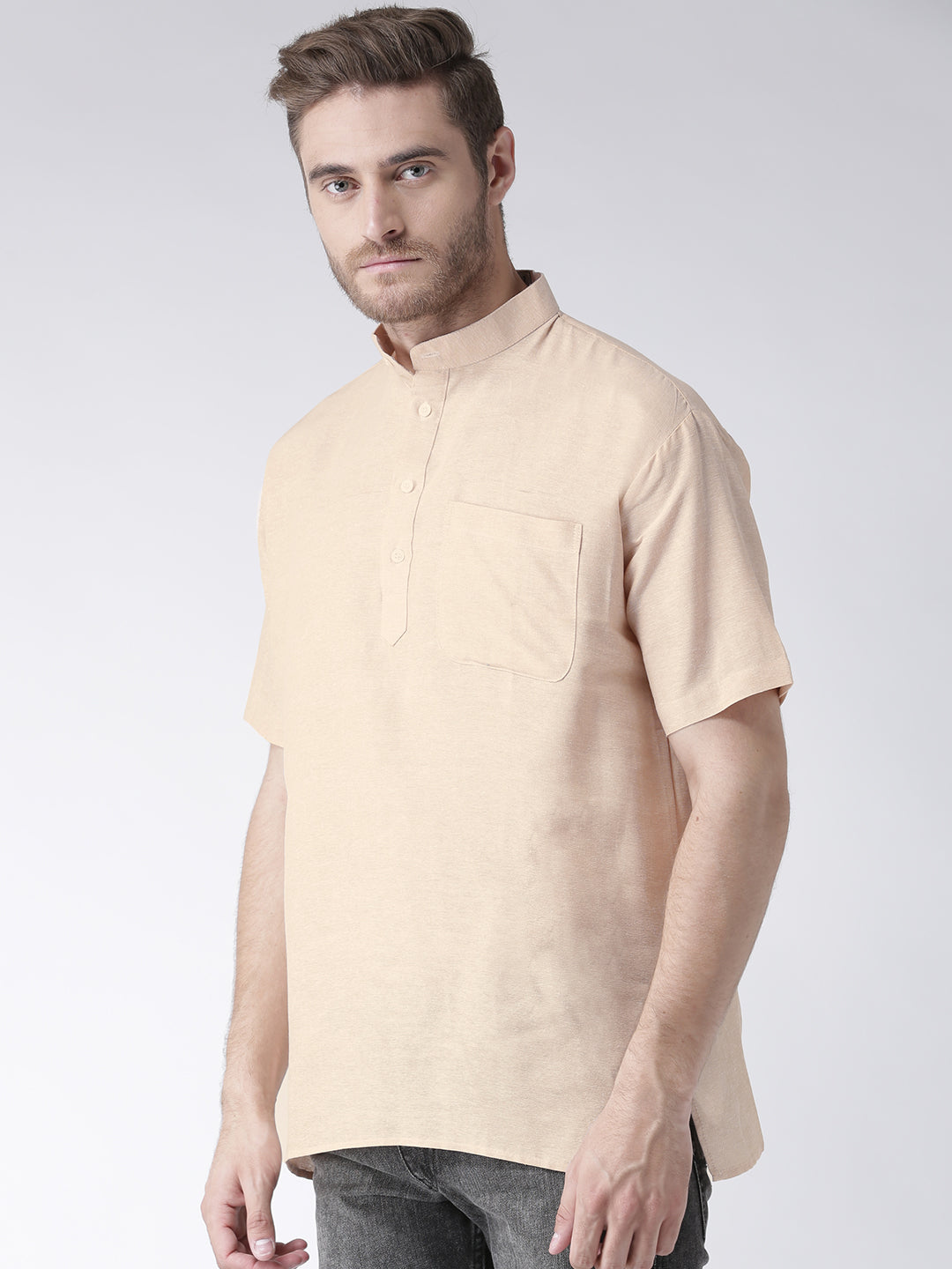 RIAG Men's Beige Cotton Short Ethnic Kurta - Distacart