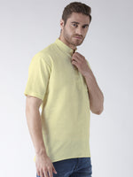 Thumbnail for RIAG Men's Yellow Cotton Short Ethnic Kurta - Distacart