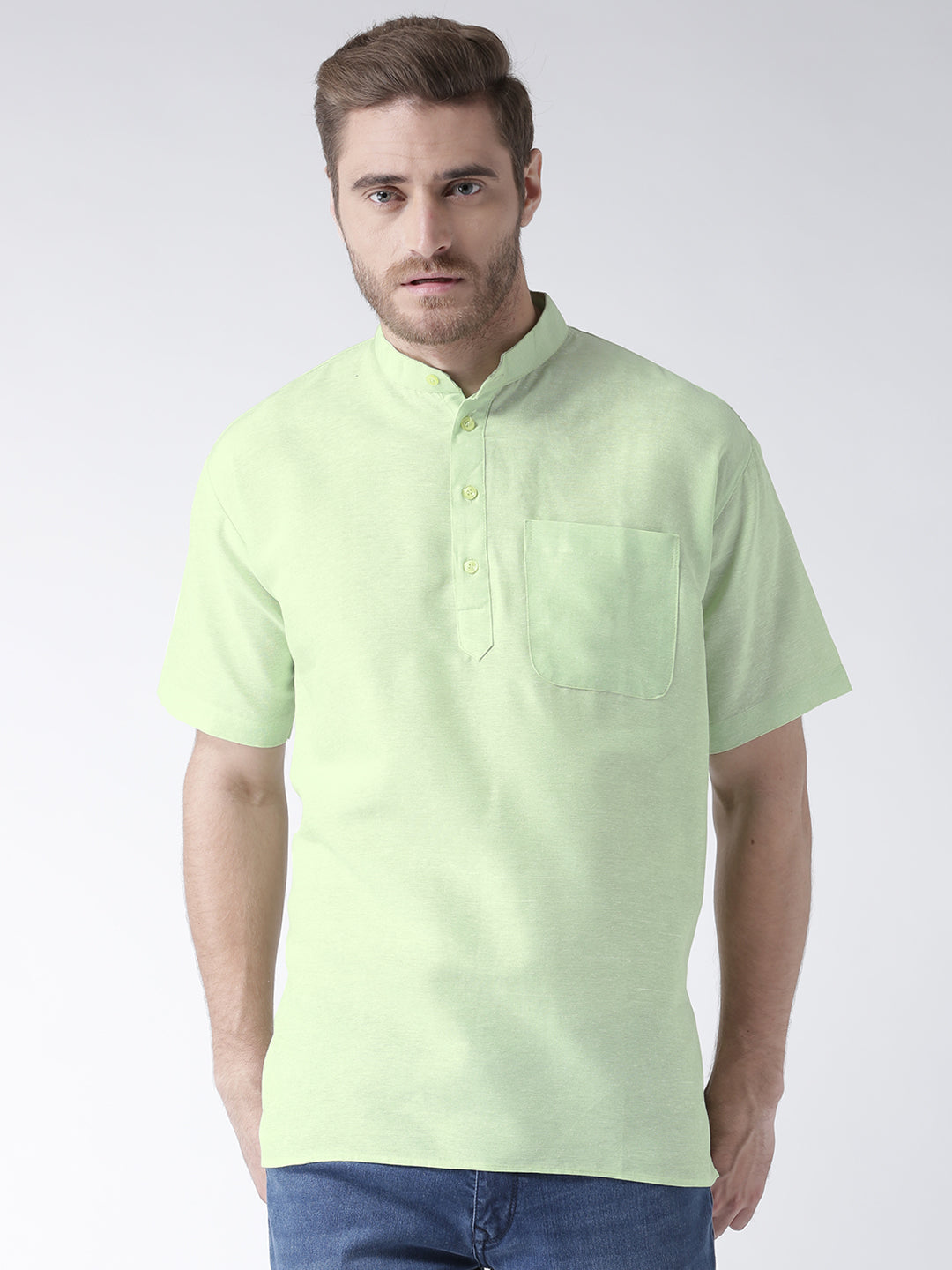 RIAG Men's Green Cotton Short Ethnic Kurta - Distacart