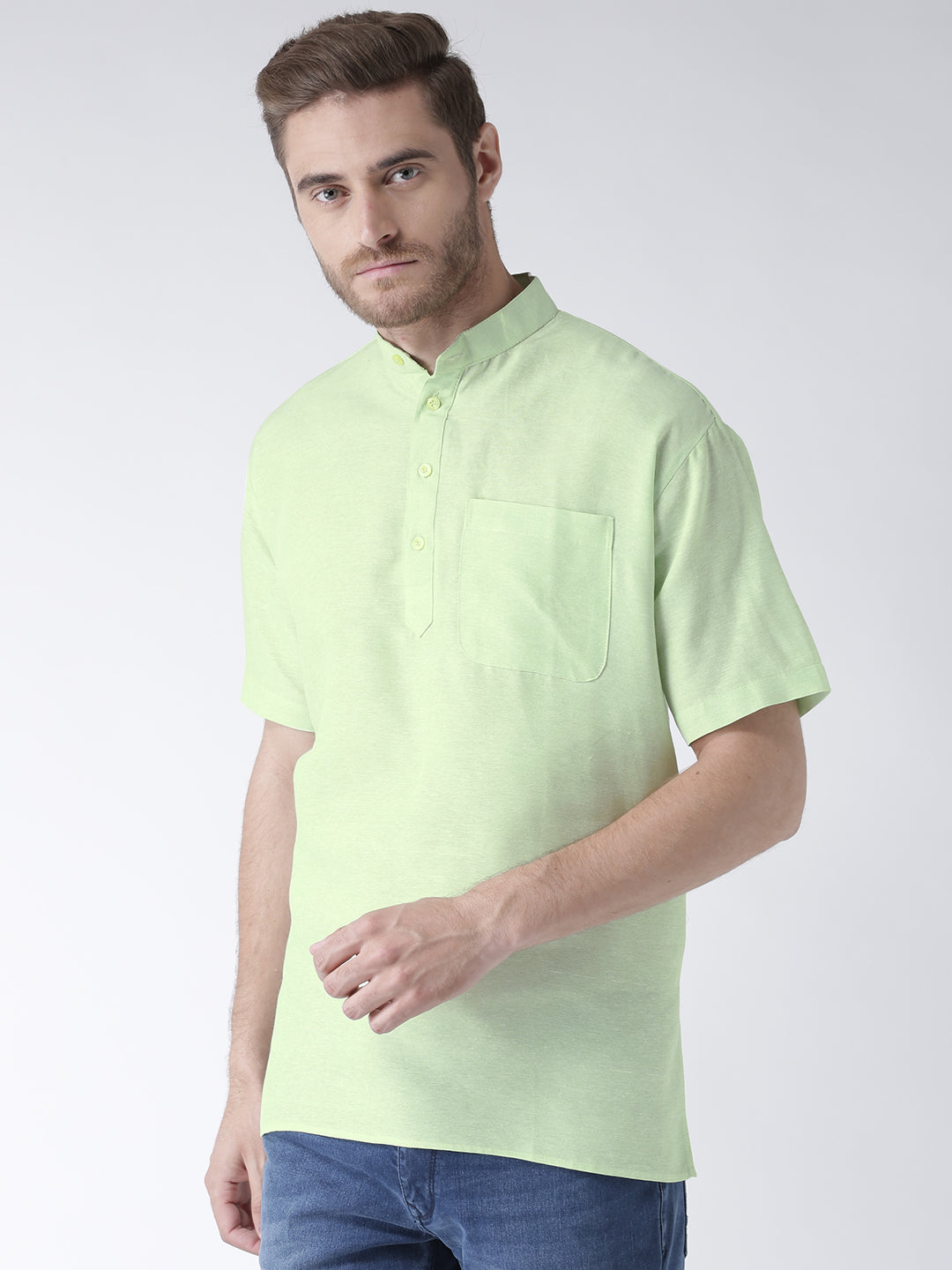 RIAG Men's Green Cotton Short Ethnic Kurta - Distacart