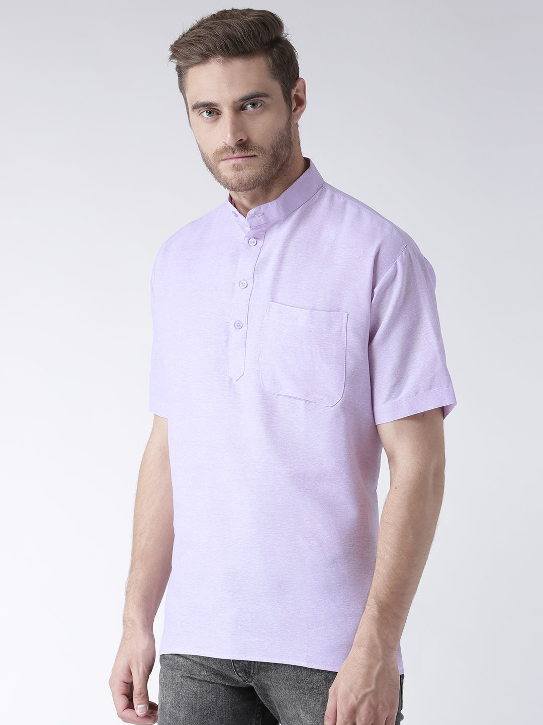RIAG Men's Purple Cotton Short Ethnic Kurta - Distacart