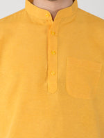 Thumbnail for RIAG Men's Yellow Cotton Short Ethnic Kurta - Distacart