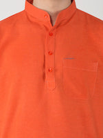 Thumbnail for RIAG Men's Orange Cotton Short Ethnic Kurta - Distacart