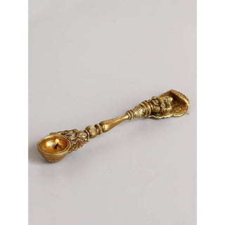 eCraftIndia Gold-Toned Ethnic Carved Brass Long Stick Diya with 1 Wick for Pooja Room - Distacart
