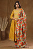 Kaajh Women's Yellow Floral Print Anarkali Suit Set - Distacart