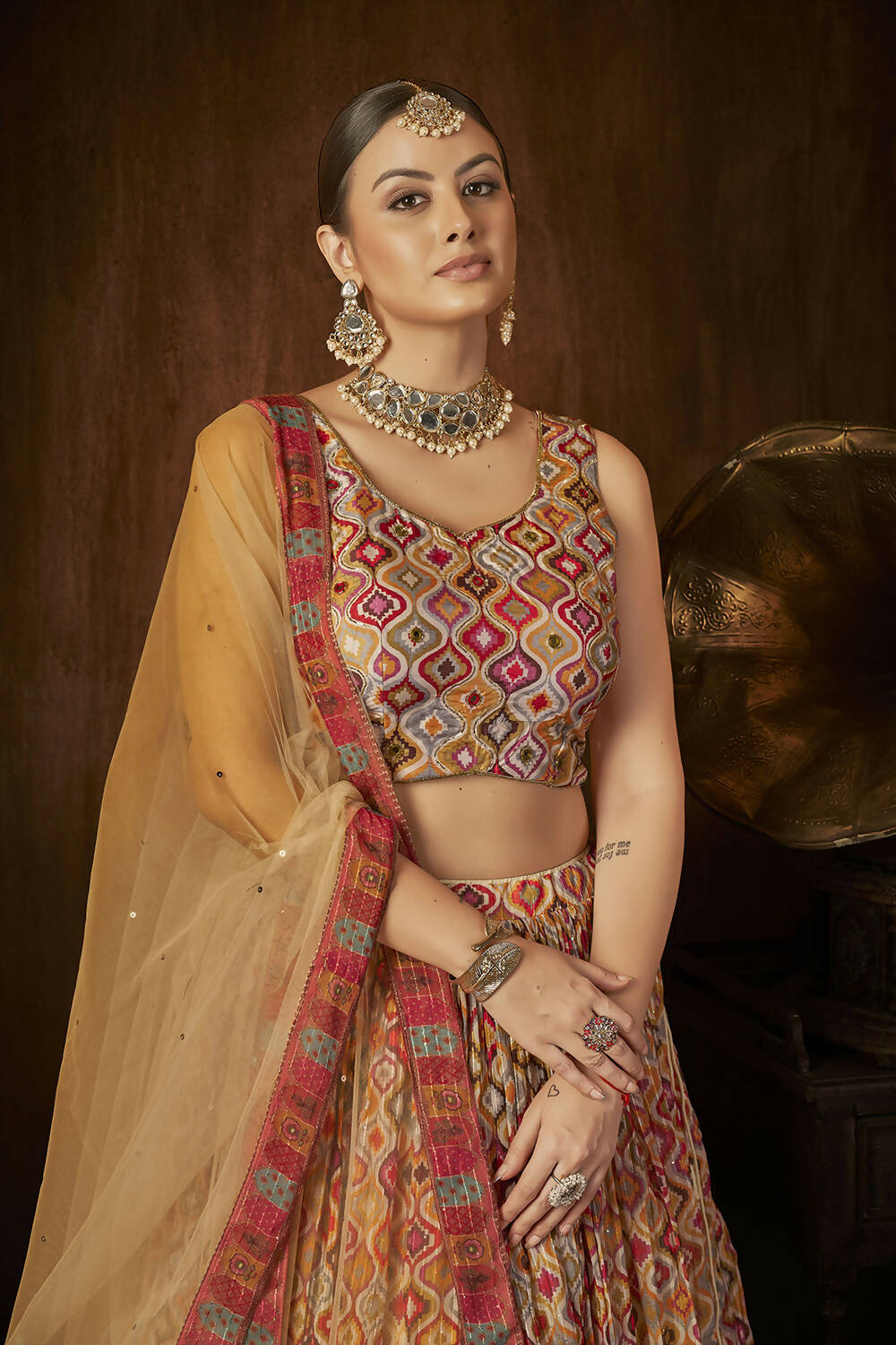 Wedding Designer Multi Georgette Lahenga Choli - Anbazaar - Distacart