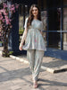 Sky Blue Rayon Paisley & Floral Printed Top with Matching Bottom - Eesha - Distacart