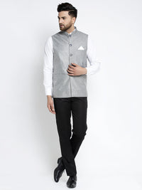 Thumbnail for Jompers Men's Beautiful Grey Solid Nehru Jacket