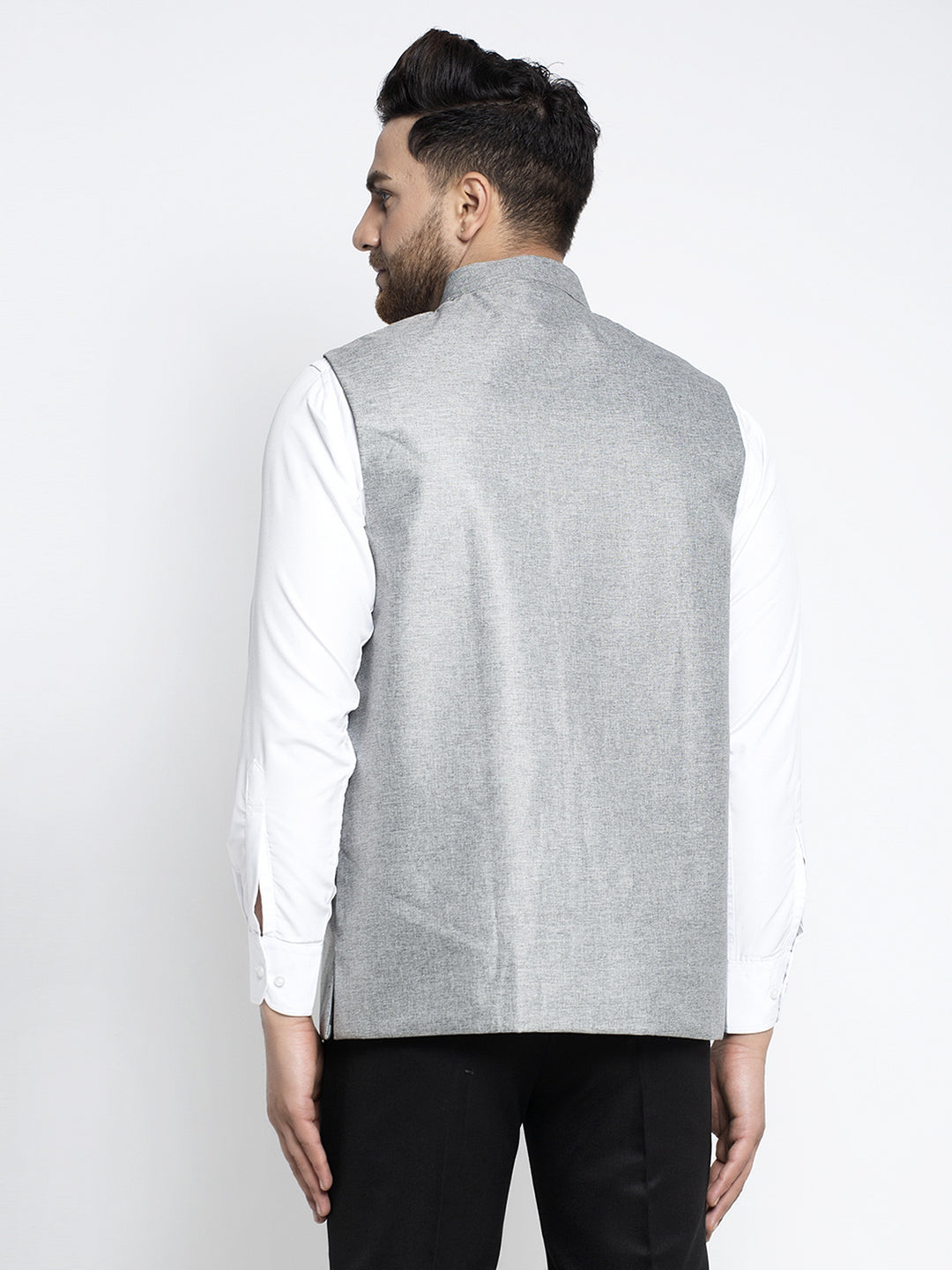 Jompers Men's Beautiful Grey Solid Nehru Jacket