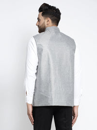 Thumbnail for Jompers Men's Beautiful Grey Solid Nehru Jacket