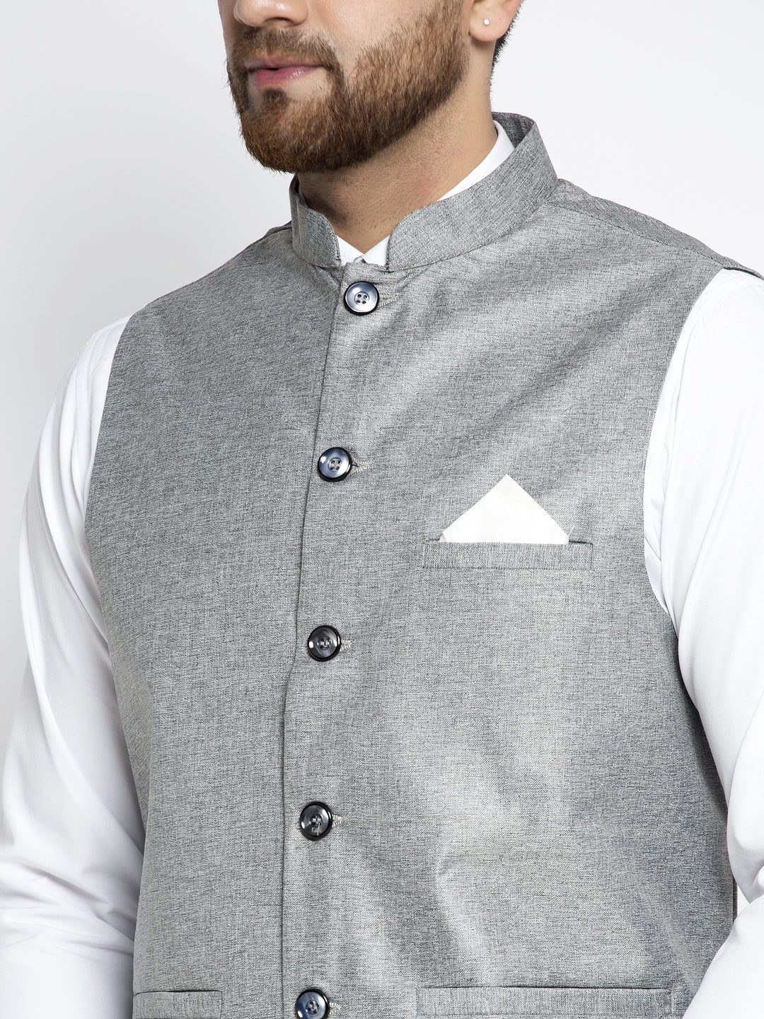 Jompers Men's Beautiful Grey Solid Nehru Jacket
