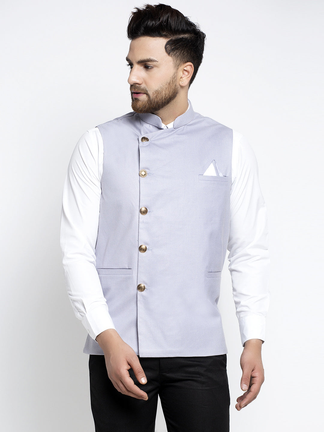 Jompers Men's Blue Nehru Jacket