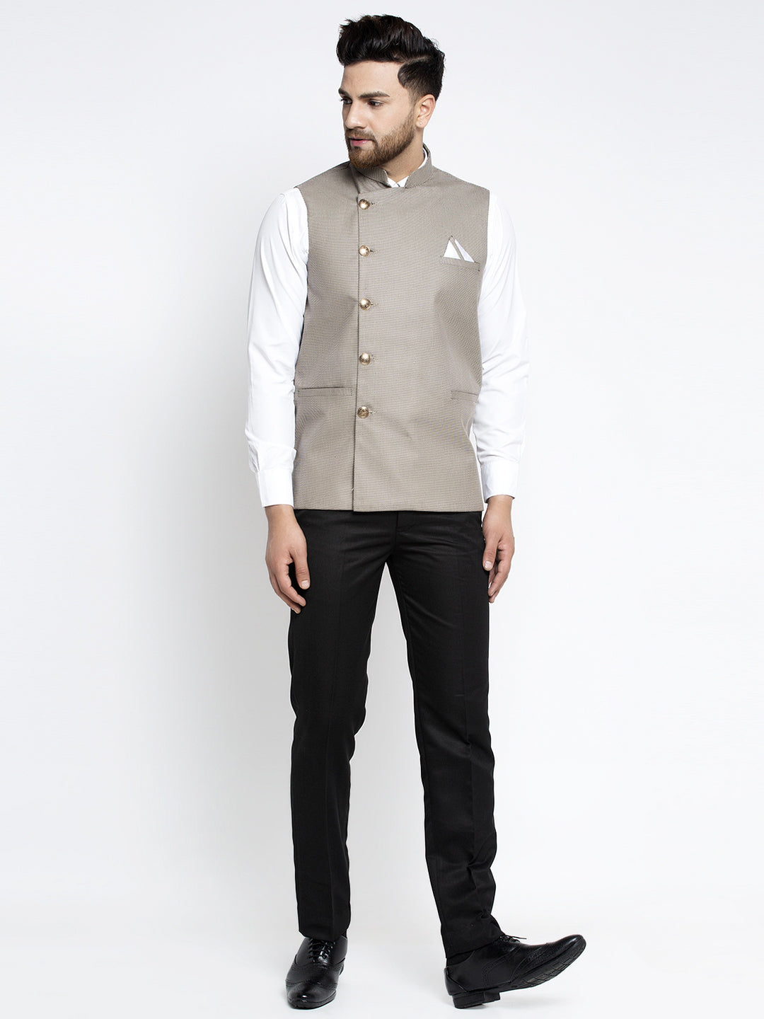 Jompers Men's Grey Nehru Jacket