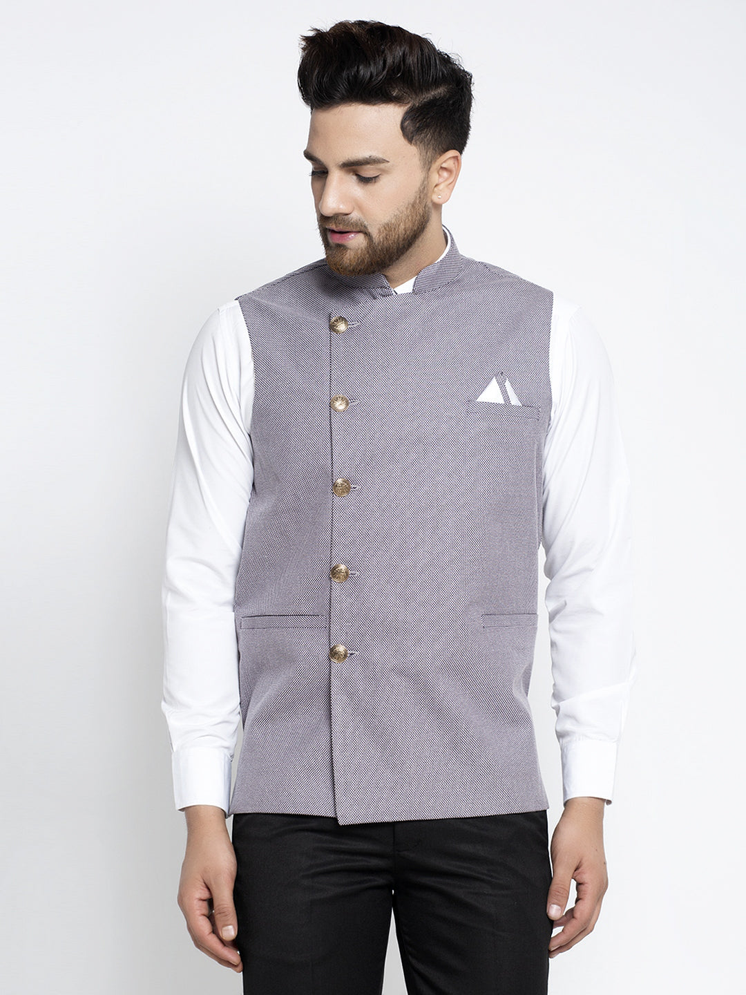 Jompers Men's Purple Nehru Jacket