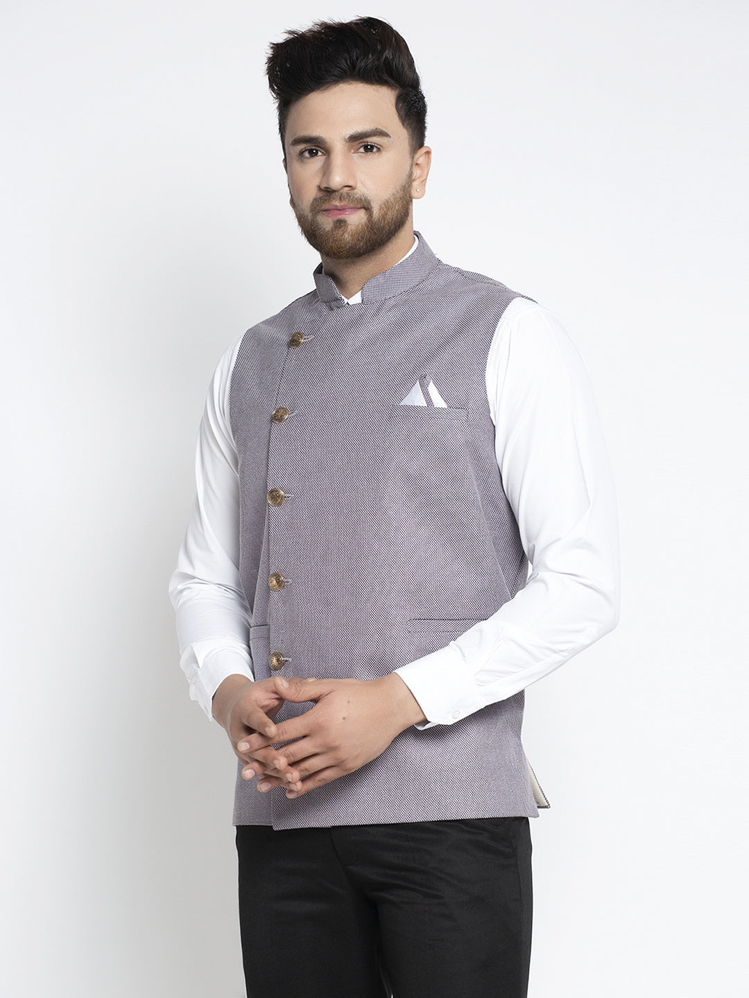 Jompers Men's Purple Nehru Jacket