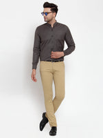 Thumbnail for Jainish Grey Melange Men's Cotton Solid Mandarin Collar Formal Shirts ( SF 726Charcoal ) - Distacart