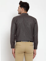 Thumbnail for Jainish Grey Melange Men's Cotton Solid Mandarin Collar Formal Shirts ( SF 726Charcoal ) - Distacart