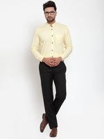 Thumbnail for Jainish Yellow Men's Cotton Solid Mandarin Collar Formal Shirts ( SF 726Lime ) - Distacart