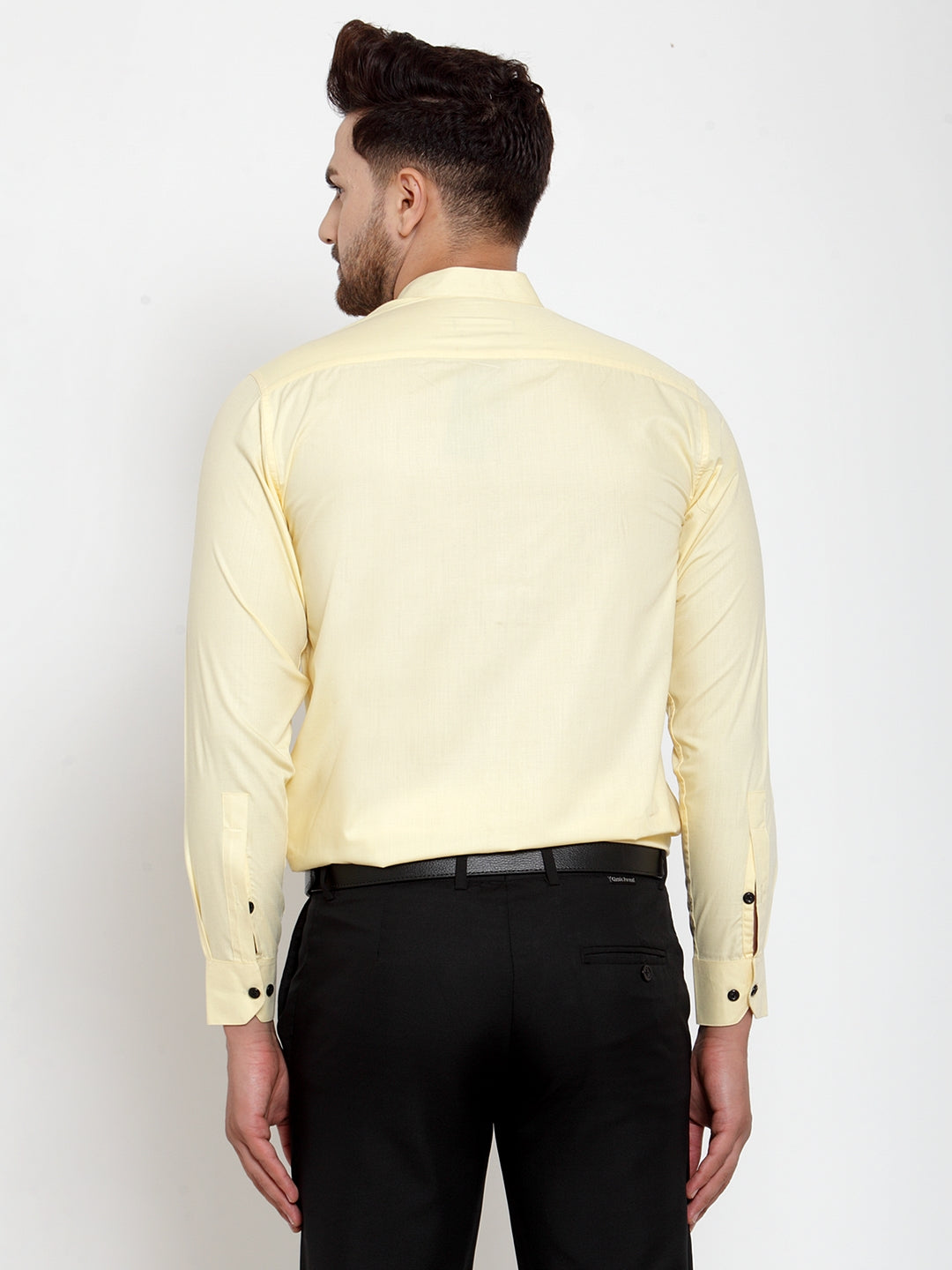 Jainish Yellow Men's Cotton Solid Mandarin Collar Formal Shirts ( SF 726Lime ) - Distacart
