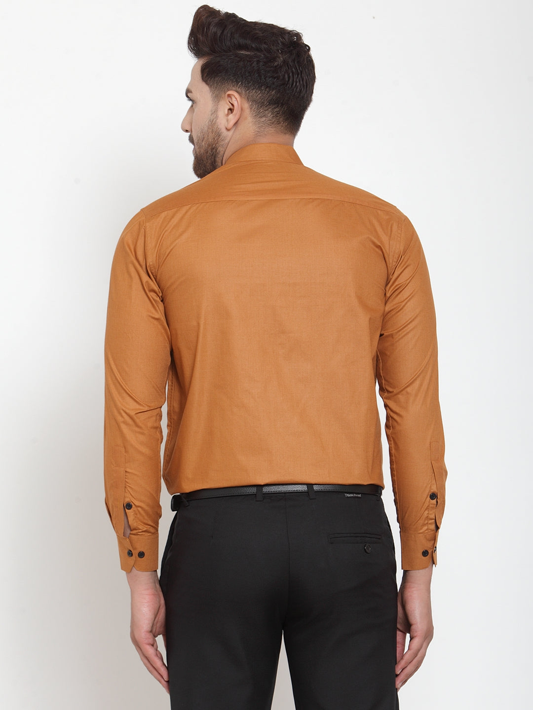 Jainish Rust Men's Cotton Solid Mandarin Collar Formal Shirts ( SF 726Rust ) - Distacart