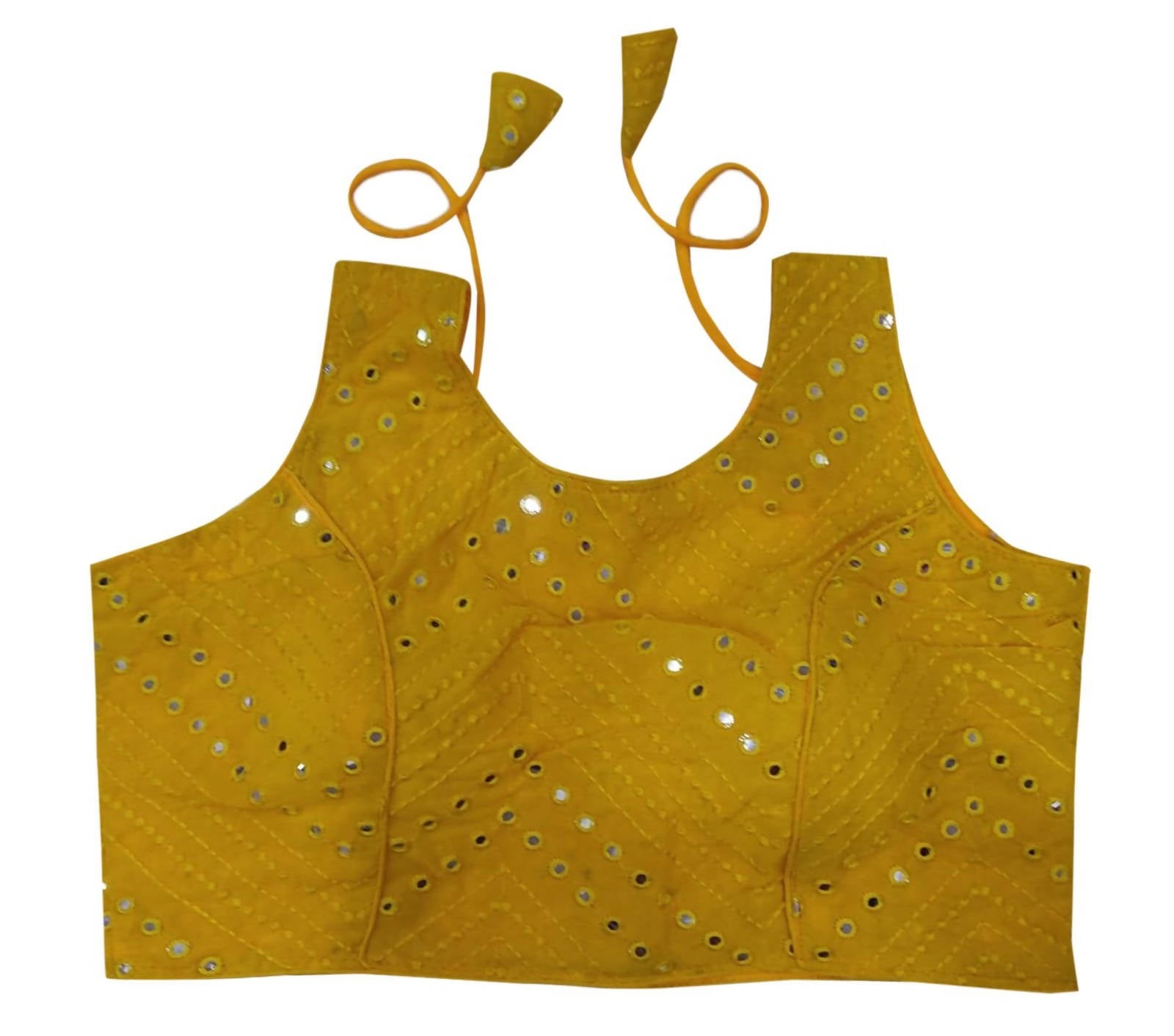 Vamika Bottle Green Georgette Mirror Work Blouse - Distacart