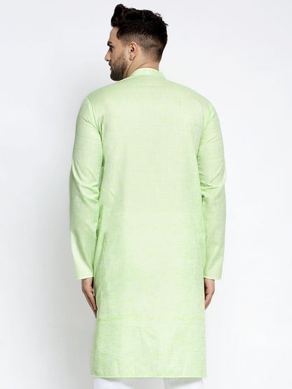 Jompers Men Green & White Self Design Kurta Only - Distacart