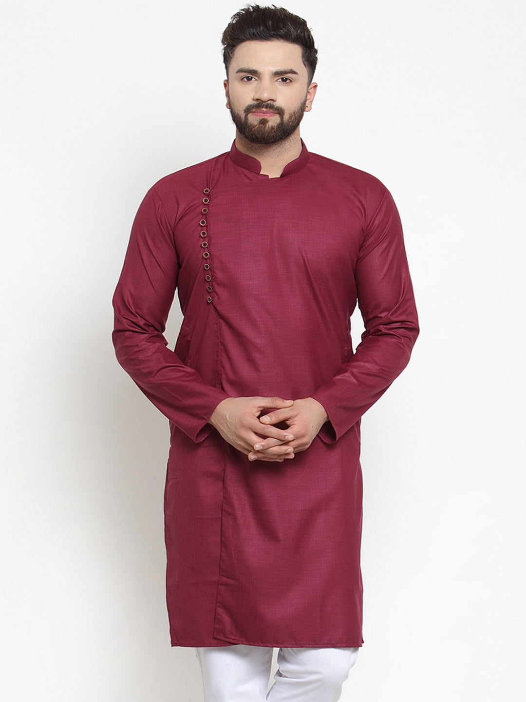 Jompers Men Maroon Solid Kurta Only - Distacart