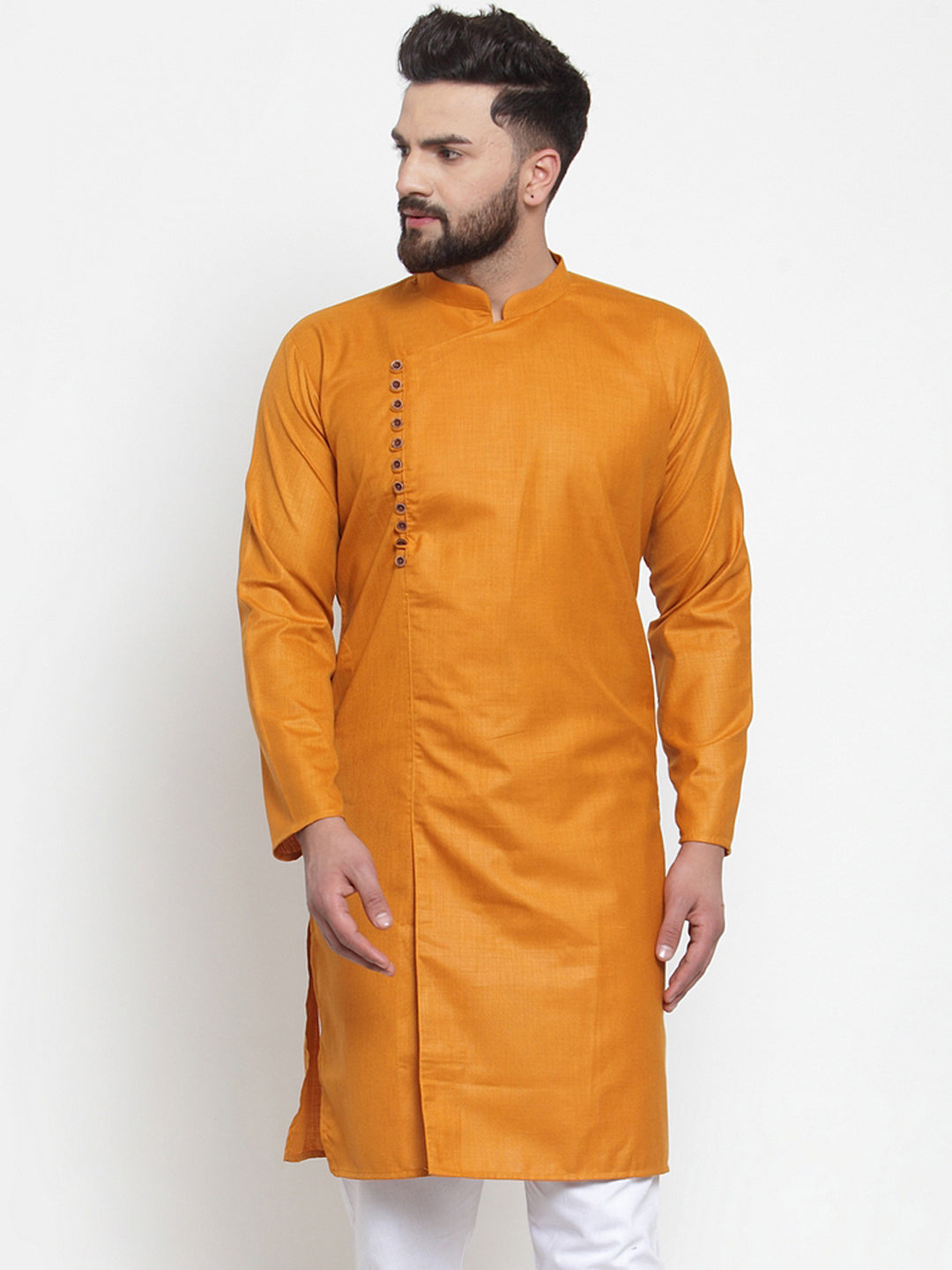 Jompers Men Mustard Solid Kurta Only - Distacart