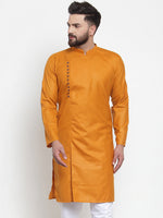 Thumbnail for Jompers Men Mustard Solid Kurta Only - Distacart