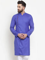 Thumbnail for Jompers Men Royal-Blue Solid Kurta Only - Distacart