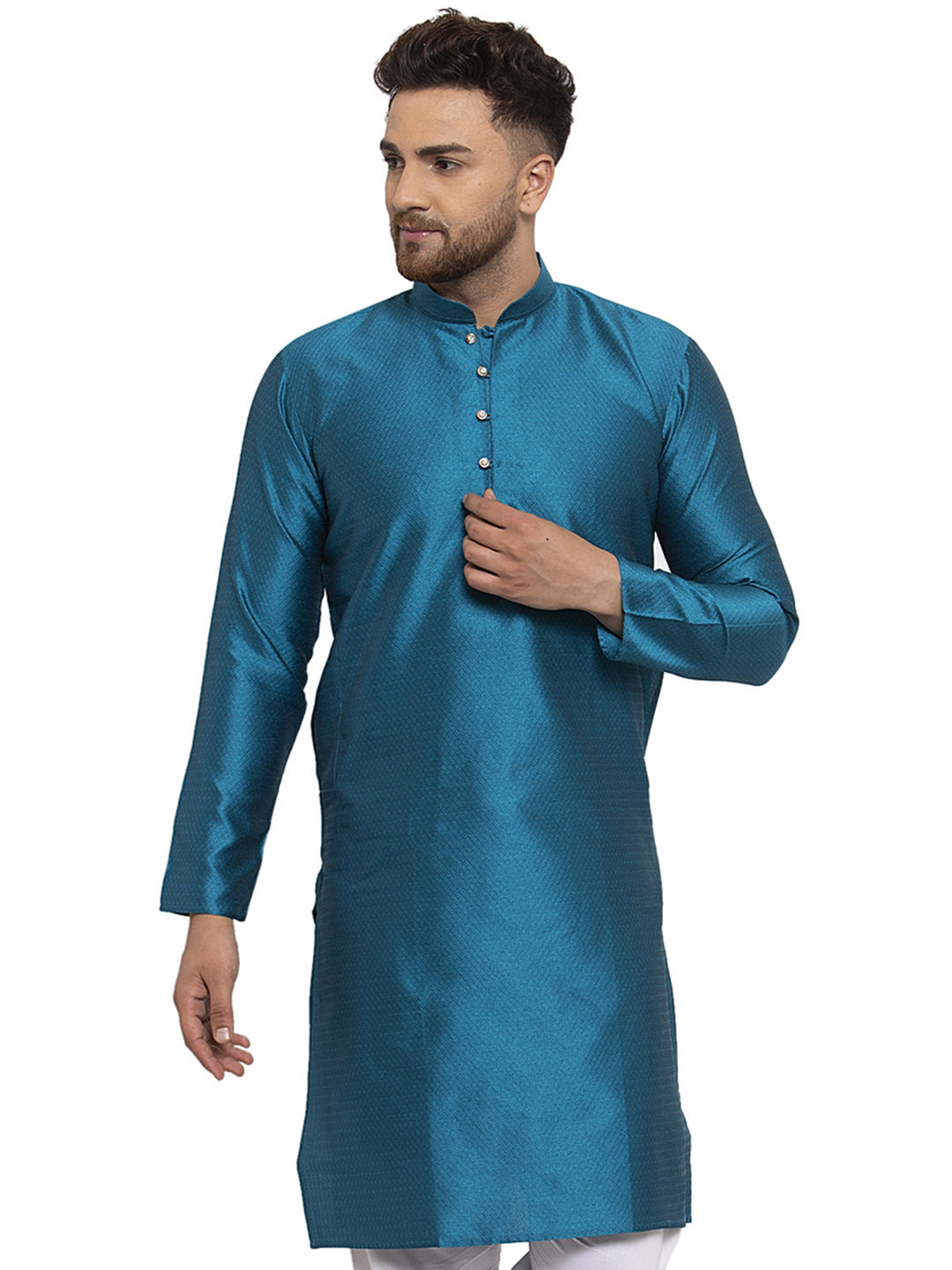 Jompers Men's Peacock Jacquard Kurta Only