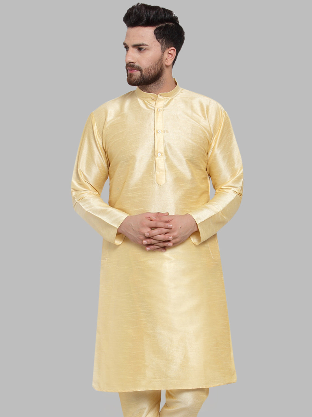 Jompers Men Golden Solid Kurta Only - Distacart