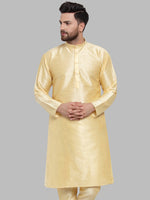 Thumbnail for Jompers Men Golden Solid Kurta Only - Distacart