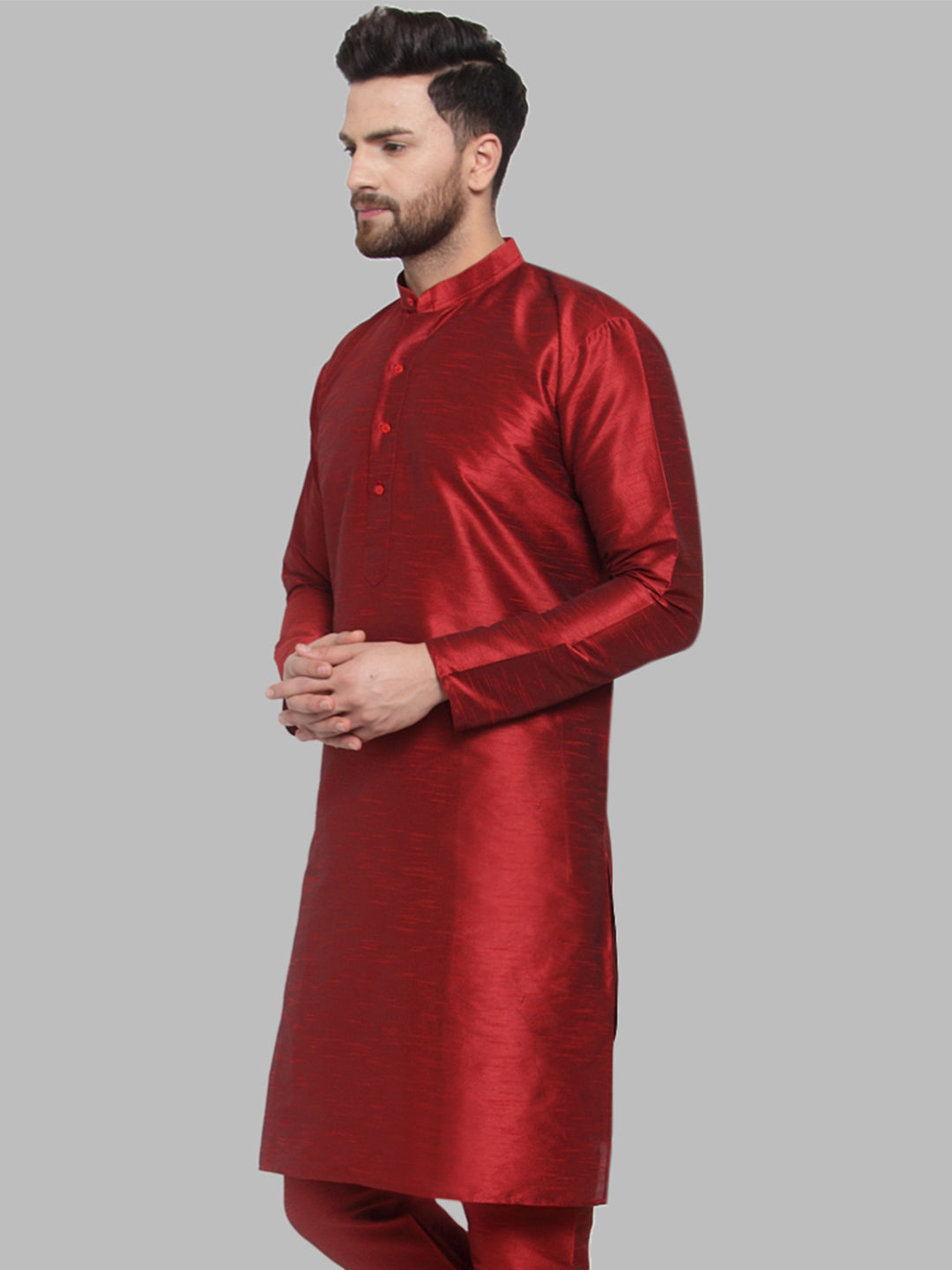 Jompers Men Maroon Solid Kurta Only - Distacart