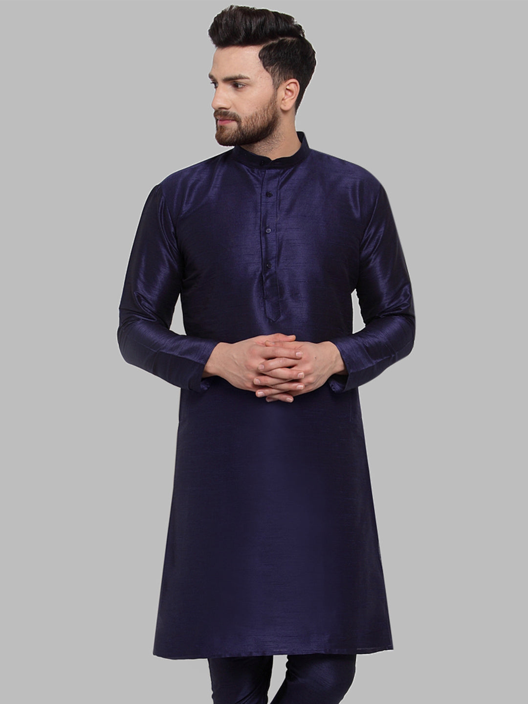 Jompers Men Navy-Blue Solid Kurta Only - Distacart