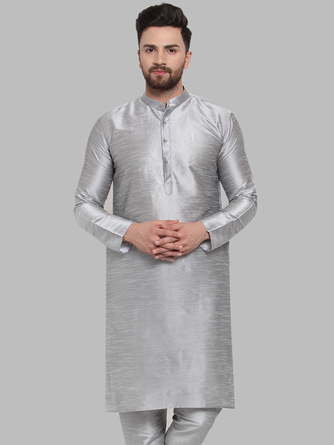 Jompers Men Silver Solid Kurta Only - Distacart