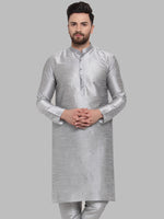 Thumbnail for Jompers Men Silver Solid Kurta Only - Distacart