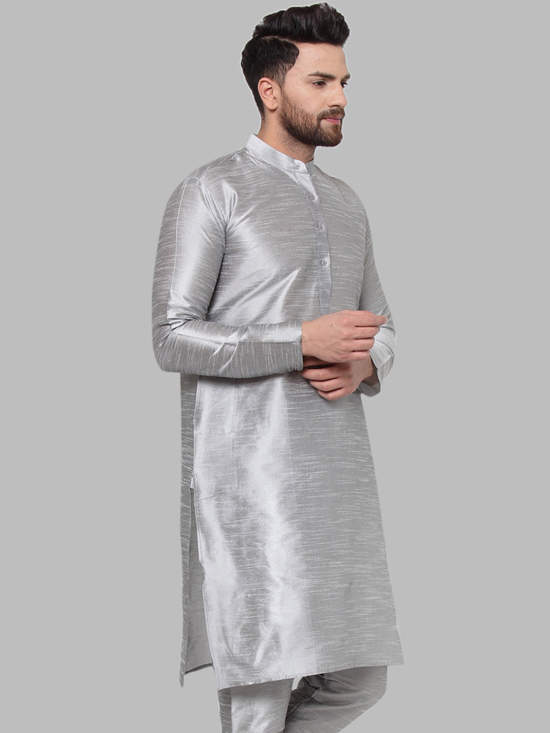 Jompers Men Silver Solid Kurta Only - Distacart