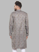 Thumbnail for Jompers Men Grey & White Woven Design Kurta Only - Distacart