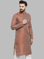 Thumbnail for Jompers Men Orange & White Woven Design Kurta Only - Distacart