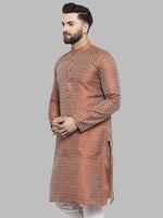 Thumbnail for Jompers Men Orange & White Woven Design Kurta Only - Distacart